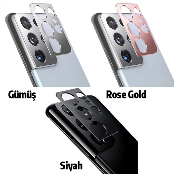 SM Galaxy S21 Ultra 3D Metal Kamera Koruyucu Metal Lens-(5775)