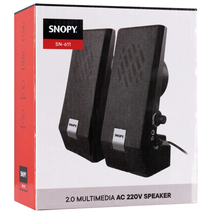 SNOPY SN-611 6W 1+1 Masaüstü Speaker AC 220V (Siyah)(1923)