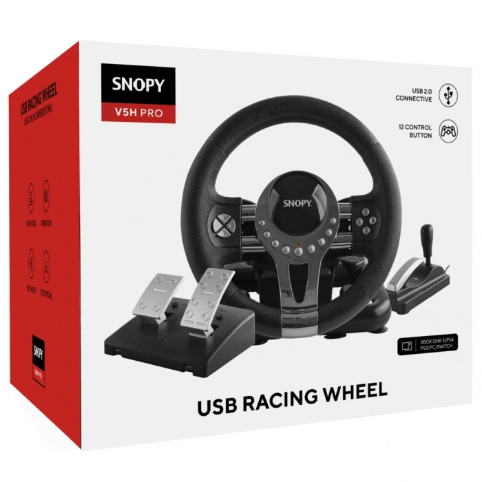 SNOPY V5H PRO XBOX ONE S/PS4/PS3/PC/SWITCH Direksiyon Pedal Vites Titreşimli Metalik Pro Gaming Oyuncu Direksiyonu(1923)
