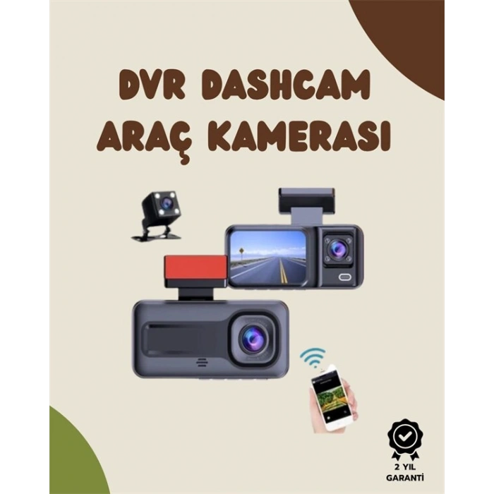 Sürüş ve Park Halinde Kesintisiz Güvenlik İçin 3 Kameralı Profesyonel Dashcam