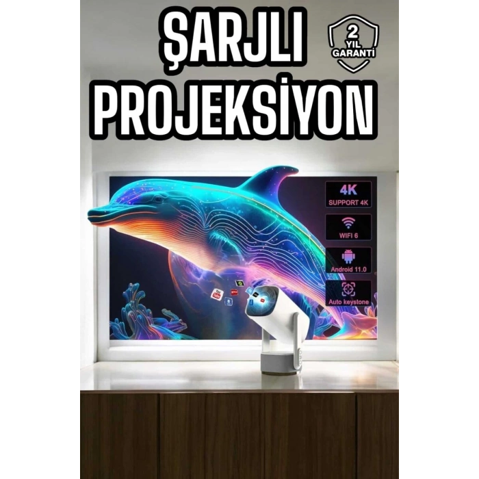 Taşınabilir Sinema Oyun Projektörü Akıllı Projeksiyon Android 11