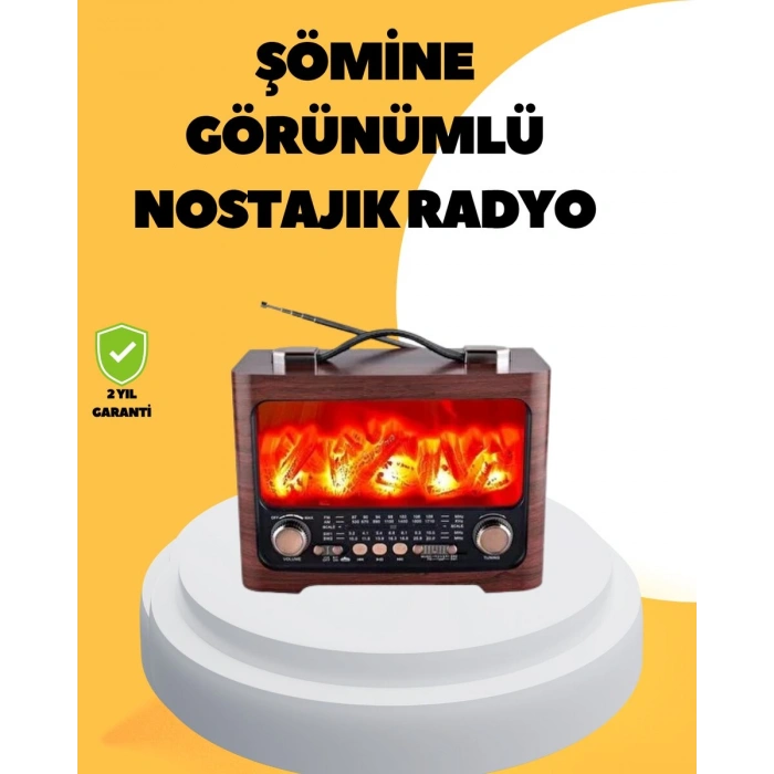 Taşınabilir Şömine Görünümlü Bluetooth Hoparlör – Solar Şarjlı Alev Işıklı 7W Ses