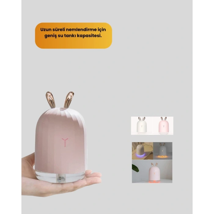 Tavşan Kulak Tasarımlı 200 ml USB Aroma Difüzör ve Hava Nemlendirici