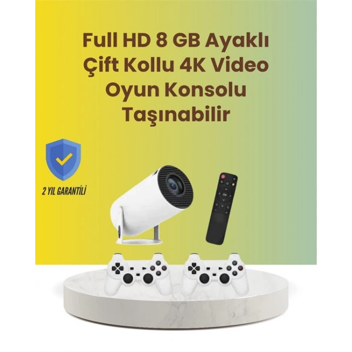 TÇift Kollu Tasarımlı Kablosuz Projeksiyon – 4K 10.000 Oyun ve Smart App Desteği