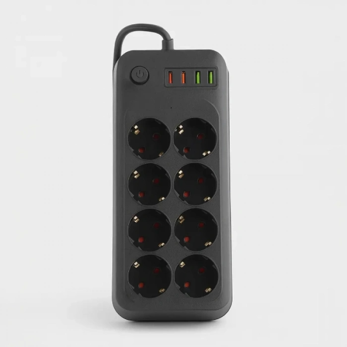 Termal Akım Korumalı 8 Prizli Uzatma Kablosu