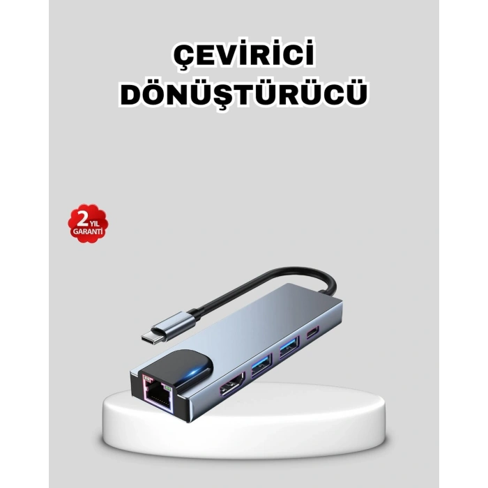 Type-C Çoklu Dönüştürücü – Alüminyum Gövde Hızlı Veri Aktarımı ve Şarj Desteği