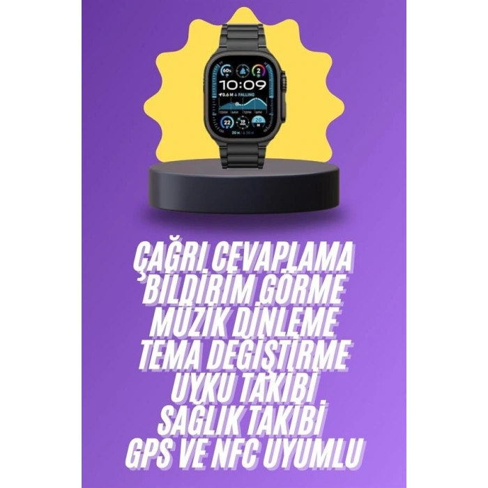 Ultra 3 Kordonlu Amoled Ekran Akıllı Saat Çok Fonksiyonlu Uyku ve Sağlık Takibi