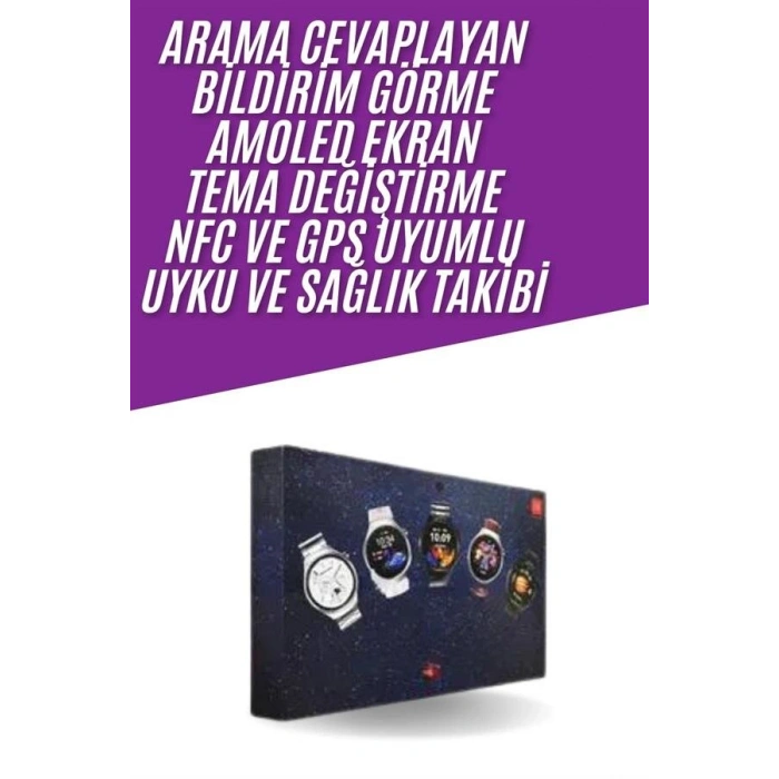 Unısex Yuvarlak Ekranlı 7 Kordonlu Akıllı Saat GPS Destekli Çoklu Kordon Seçeneği
