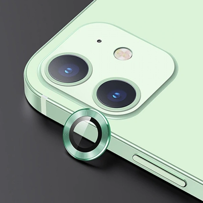USAMS İPhone 12 - 12 Mini 3D Metal Çerçeveli Kamera Lens Koruyucu-(5775)