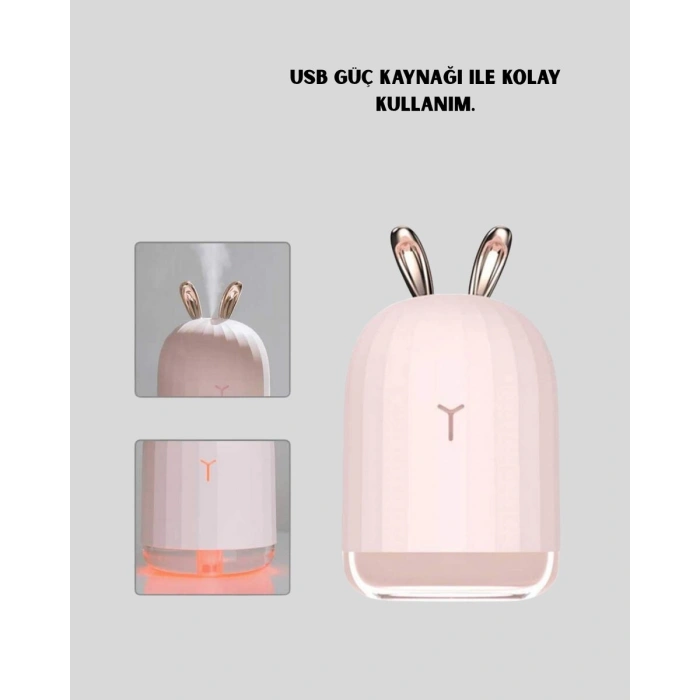 USB Bağlantılı Sessiz Çalışan LED Işıklı Nemlendirici Difüzör 200 ml