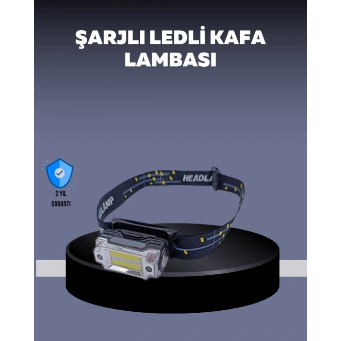 USB Şarjlı Mini LED KAFA Feneri 50m Odak 150m Geniş Aydınlatm