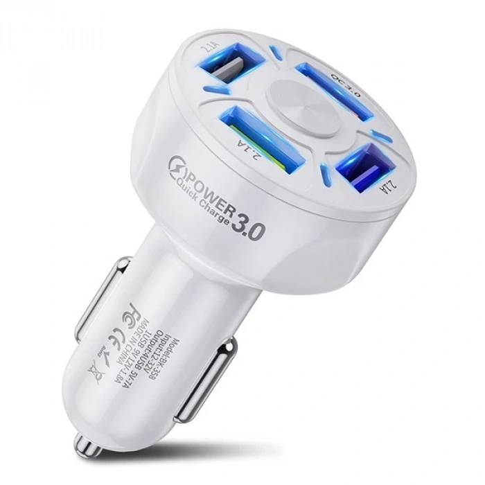 USLİON QC3.0 4- Port Çıkışlı Çoklu Usb Araç Şarjı Şarj Aleti-(5775)