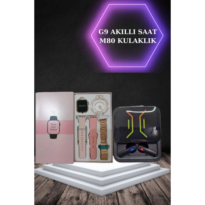 Wireless Şarjlı Akıllı Saat ve Dijital Göstergeli Kablosuz Bluetooth Kulaklık Nabız Ölçer