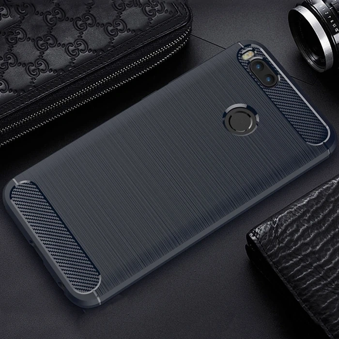 Xiaomi Mi 5x Dark Ultra Koruma Karbon Fiber Doku Silikon Kılıf-(5775)