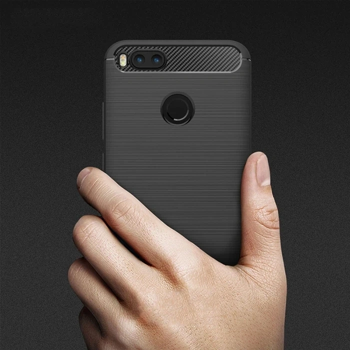 Xiaomi Mi 5x Dark Ultra Koruma Karbon Fiber Doku Silikon Kılıf-(5775)