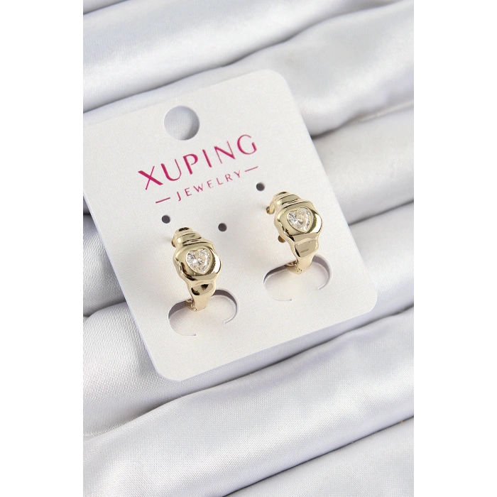 Xuping Zirkon Taşlı Kalp Model Gold Renk Kadın Küpe 5886