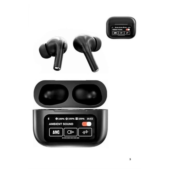 Yeni Nesil ANC Özellikli Çağrı Cevaplayan Dokunmatik Ekranlı Bluetooth Kulaklık Siyah