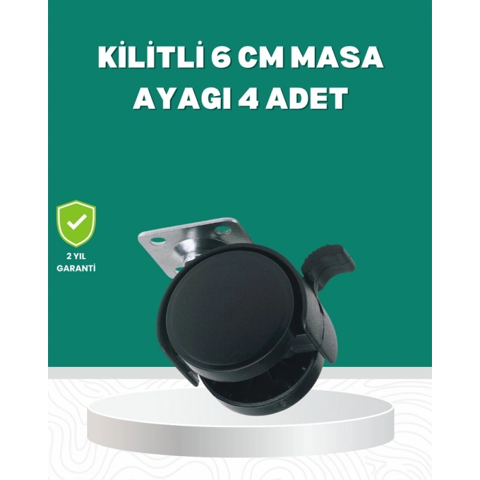 Zemin Korumalı Kilitli Ayak Tekerlek Seti 6 cm
