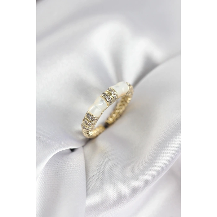 Zirkon Taşlı Kemik Model Gold Renk Kadın Yüzük 5886