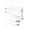 120W Şarj Aleti Hızlı Çift Turbo Şarj Aleti Seti Beyaz