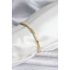 14K Gold Renk Kaplama Kare Zincir Model CM Kadın Bileklik 5886