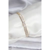 14K Gold Renk Kaplama Zirkon Taşlı Baget Model CM Kadın Bileklik 5886