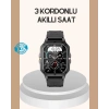 3 Kordonlu Akıllı Saat Uzun Pil Süreli