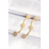 316L Çelik Gold Renk İtalyan Zincir Papatya Küpe 5886