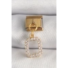316L Çelik Gold Renk Sallantı Kare Zirkon Taşlı Nomination Charm 5886