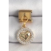 316L Çelik Gold Renk Sallantı Zirkon Taşlı Kalp Model Nomination Charm 5886