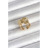 316L Çelik Gold Renk Yelpaze Model Kadın Yüzük 5886