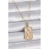 316L Çelik Gold Renk Zincir Oğlak Burcu Zirkon Taşlı Kadın Kolye 5886