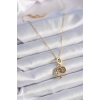 316L Çelik Gold Renk Zirkon Taşlı Ay Yıldız  Model Charm Model Kadın Kolye 5886
