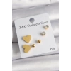 316L Çelik Gold Renk Zirkon Taşlı Kalpli Kadın Küpe Seti 5886