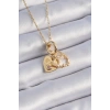 316L Çelik Gold Renk Zirkon Taşlı Sonsuzluk Kalp Figür Charm Model Kadın Kolye 5886