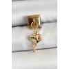 316L Çelik Sallantılı Zirkon Taşlı Eriyen Kalp Model Gold Renk Nomination Charm 5886