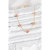 316L Çelik Zincir Gold Renk Pembe Baby Boy Yonca Kadın Kolye 5886