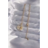 316L Çelik Zincir Gold Renk Zirkon Taşlı Yıldız Figürlü Oval Kolye 5886