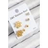 316L Çelik Zirkon Taşlı Kar Tanesi Model Gold Renk Kadın Set Küpe 5886