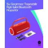 360 RGB LEDli Taşınabilir Bluetooth Hoparlör – Kırmızı USB/TF Destekli
