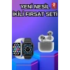 3.Nesil TWS Bluetooth Kulaklık ve Dokunmatik Ekran Akıllı Saat Sesli Görüşme