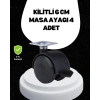 6 cm Kilitli Tekerlek Ayak 4 Adet Sehpa ve Ekipman Uyumlu