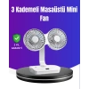 720° Döner Çift Taraflı Masaüstü Vantilatör – USB Şarjlı Sessiz Fan