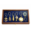 Ahşap Kutulu Denizci Temalı Pirinç Anahtarlık Seti