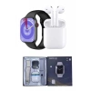 Akıllı Saat Gümüş Kasa Bluetooth Kulaklık Hediyeli Çok Fonksiyonlu İkili Set