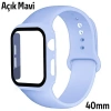 ALLY Apple Watch 4-5-6 40mm Silikon Kordon Kayış ve Ekran Koruyucu Kılıf-(5775)