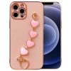 Ally iPhone 12 Pro 6.1inç Kılıf Kalp Bileklik Tutuculu Lüx Silikon Askılı Kılıf-(5775)