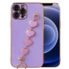 Ally iPhone 13 Pro Max 6.7inç Kılıf Kalp Bileklik Tutuculu Lüx Silikon Askılı Kılıf-(5775)