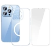 Baseus iPhone 15 Pro Crystal Serisi Manyetik Magsafe Silikon Kılıf + Tempered Ekran Koruyucu Set-(5775)