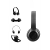 Bluetooth Kablosuz Kulaklık Siyah Wireless 5.0 Kulak Üstü Uzun Pil Ömrü